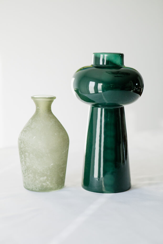 glass vases, green, abstract